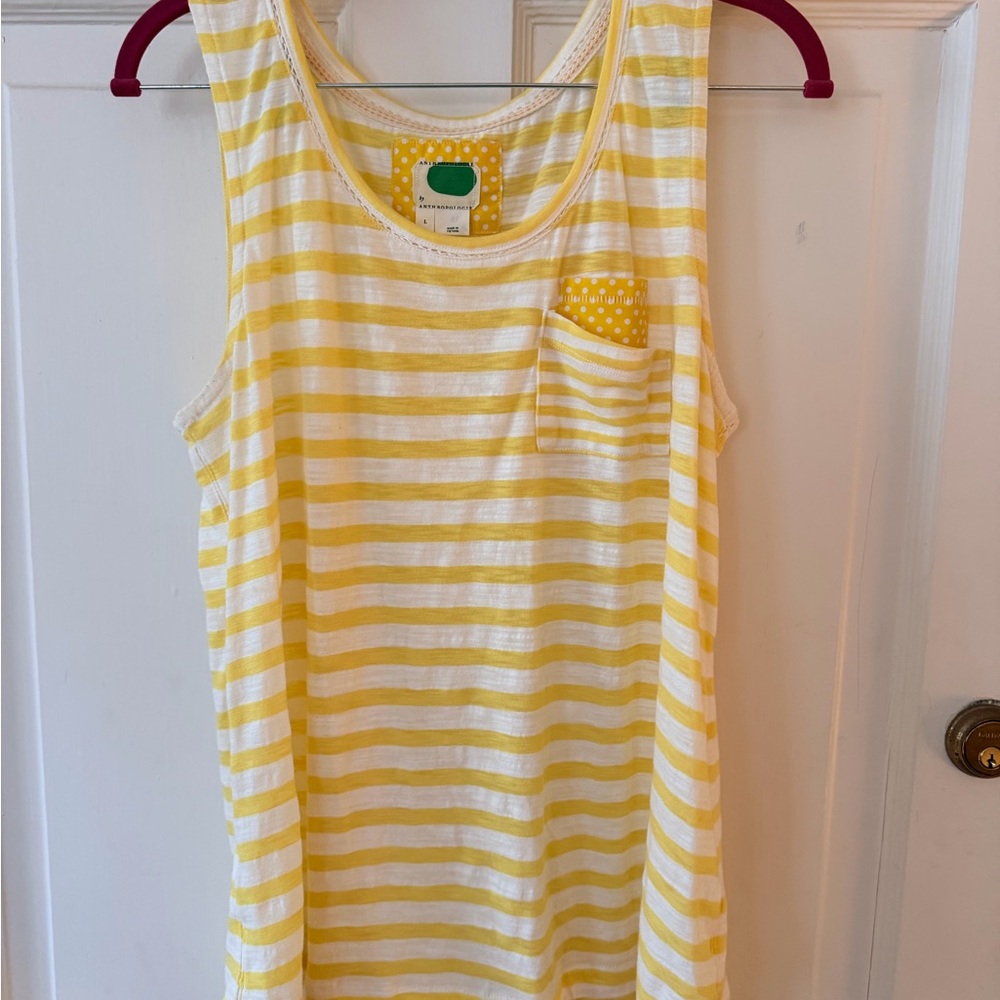 Anthropologie Yellow and White Striped Top